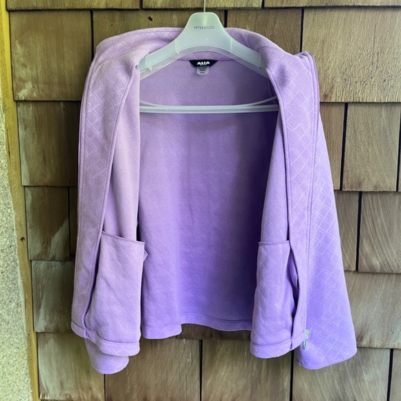 Alia Petite Structured Checkered Fleece Jacket Lilac Full Zip Long Sleeve PL/G - Picture 12 of 14